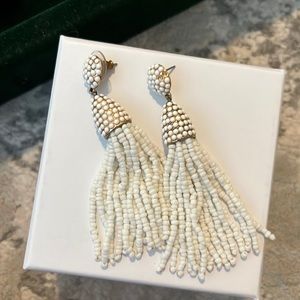BaubleBar white fringe earrings